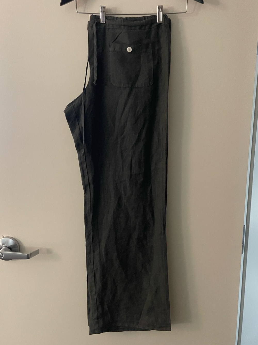 Allen Allen Wide-Leg Linen Pants with Front Pockets